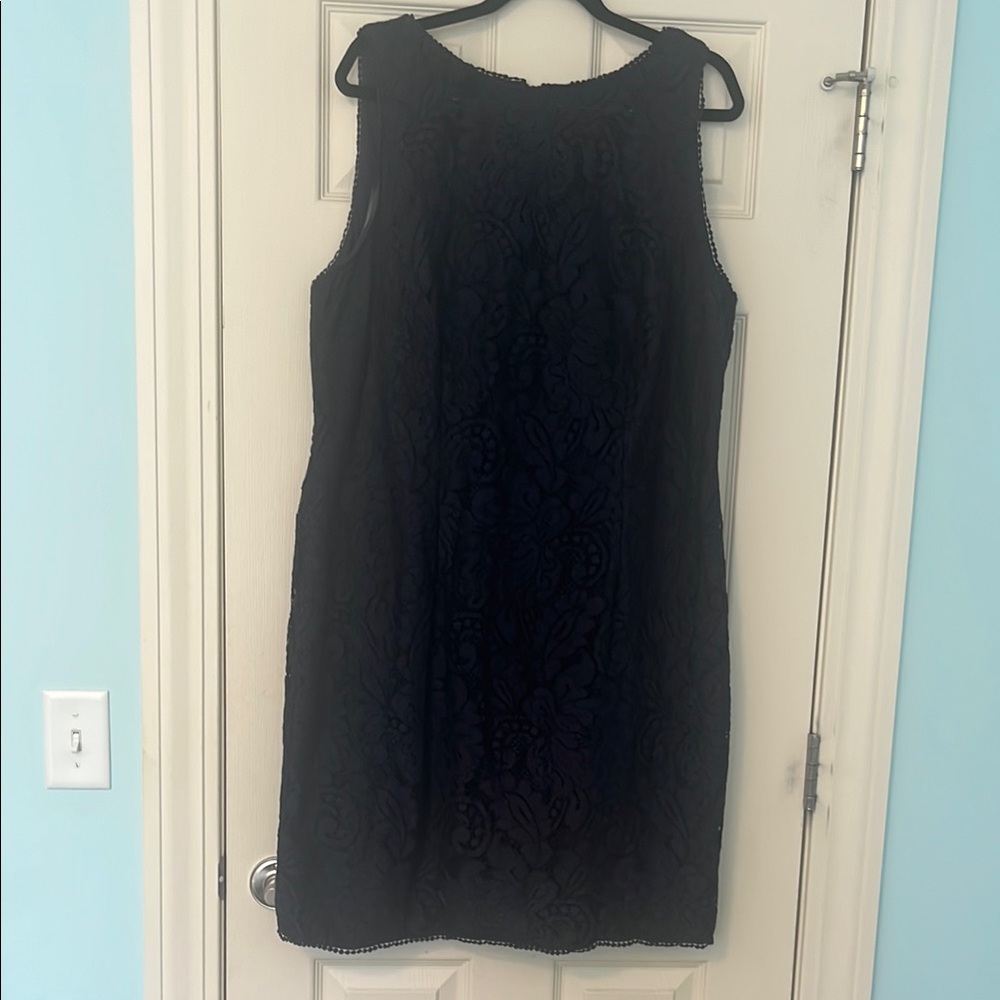 Adrianna Papell navy illusion (v-neck) Lace Sleeveless Dress Size 20W